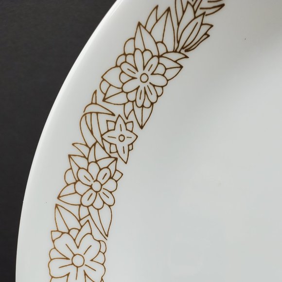 Corelle Woodland Brown Platter Corning Brown Flower Trim Serving Dish - Picture 3 of 5